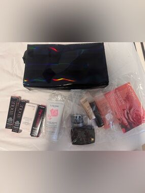 Lot of 10 items! Lancome Gift Pouch with Travel Set Makeup and Skincare